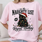 Comfort Colors Funny Naughty List Black Cat Christmas Shirt