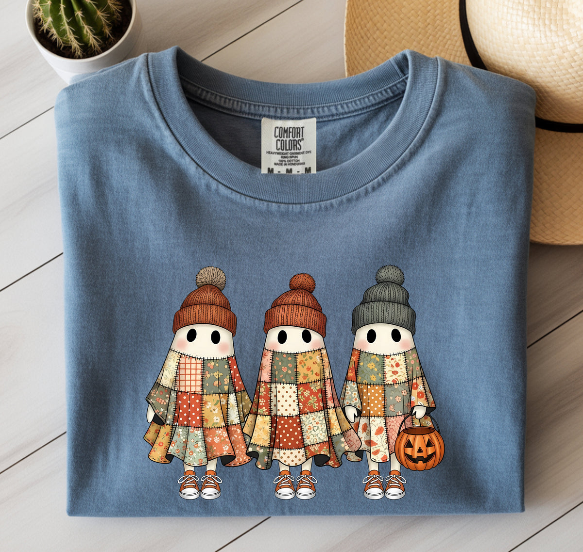 Retro Patchwork Ghosts Comfort Colors T-Shirt
