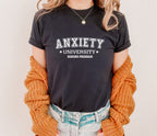Anxiety University Honors Program T-Shirt | Funny Collegiate Graphic Tee