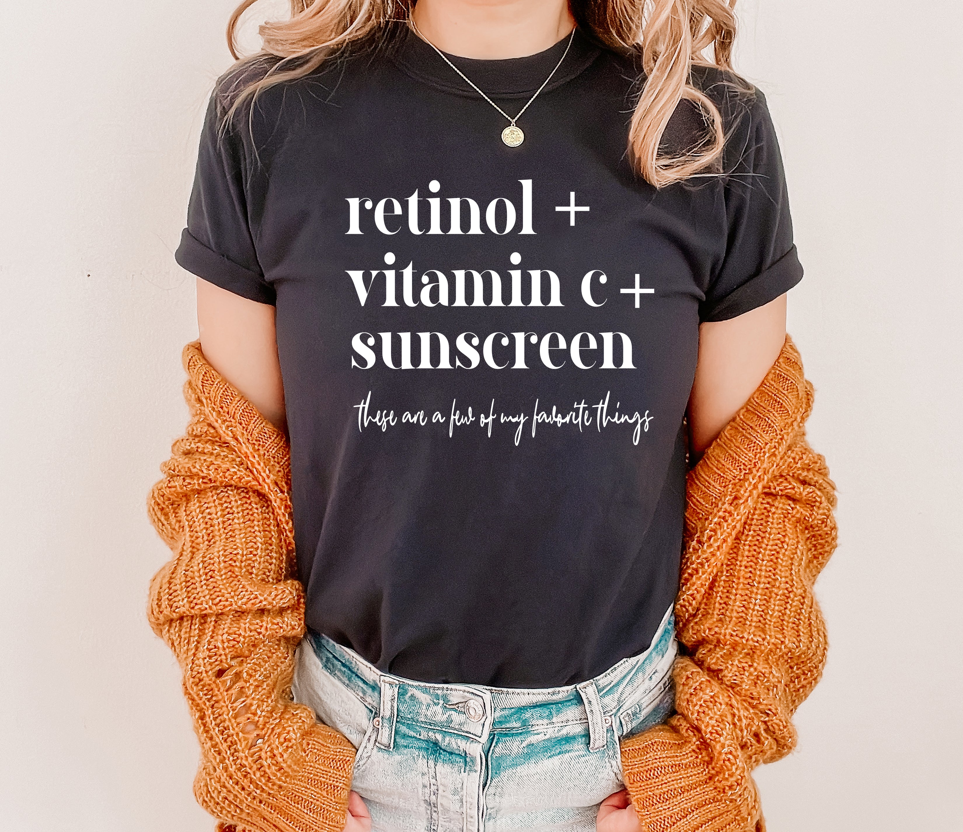Retinol Vitamin C Sunscreen T-Shirt | Funny Skincare Aesthetic Graphic Tee