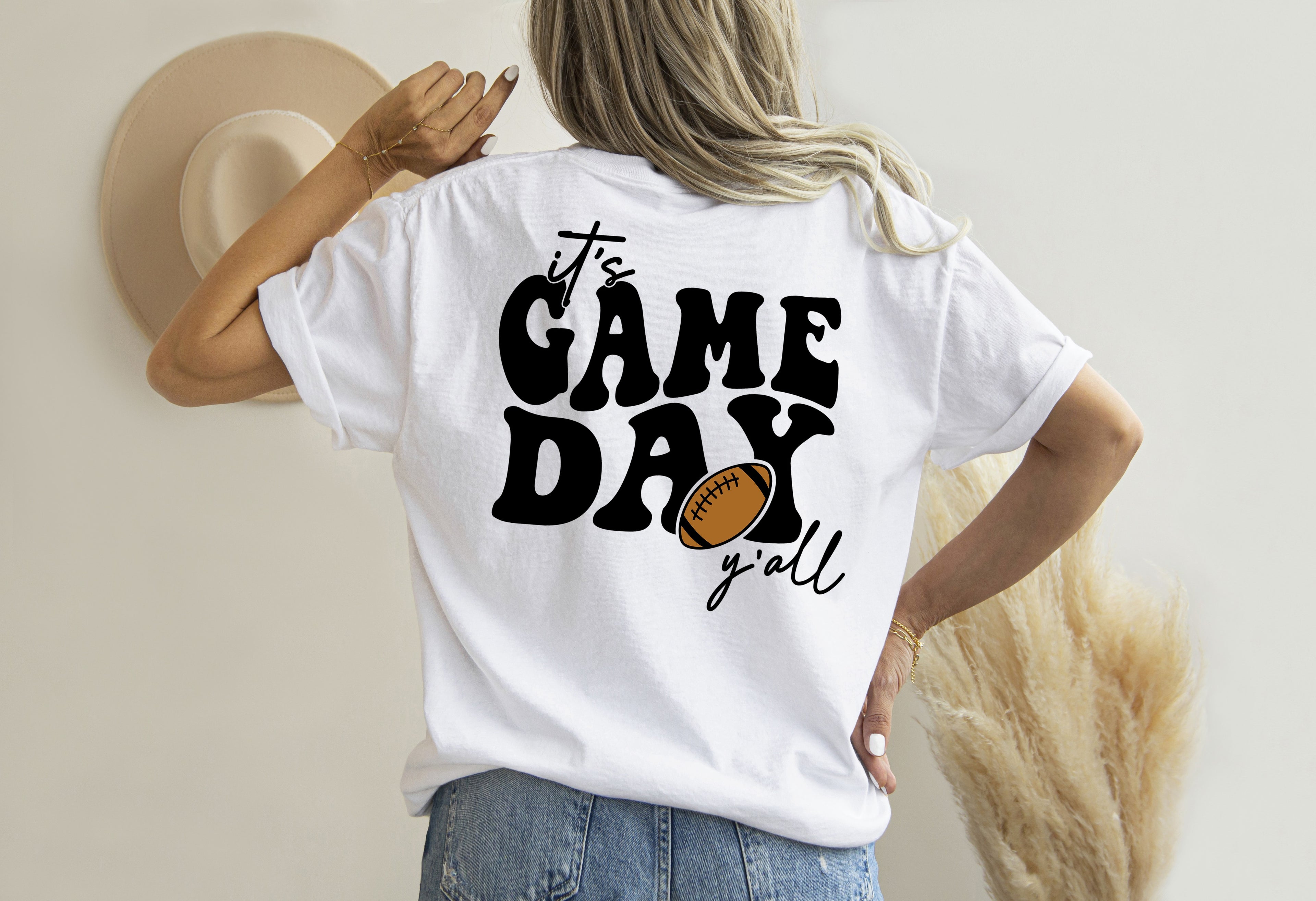 "It's Game Day Y'all" Football T-Shirt - Retro Groovy Sports Graphic Tee