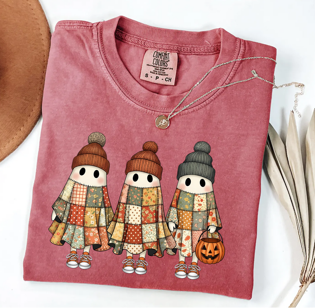 Retro Patchwork Ghosts Comfort Colors T-Shirt