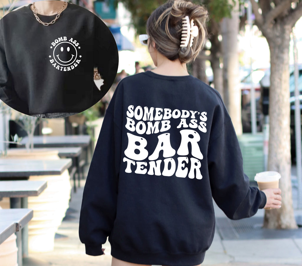 Somebody’s Bomb Ass Bartender T-Shirt - Retro Front & Back Print Tee