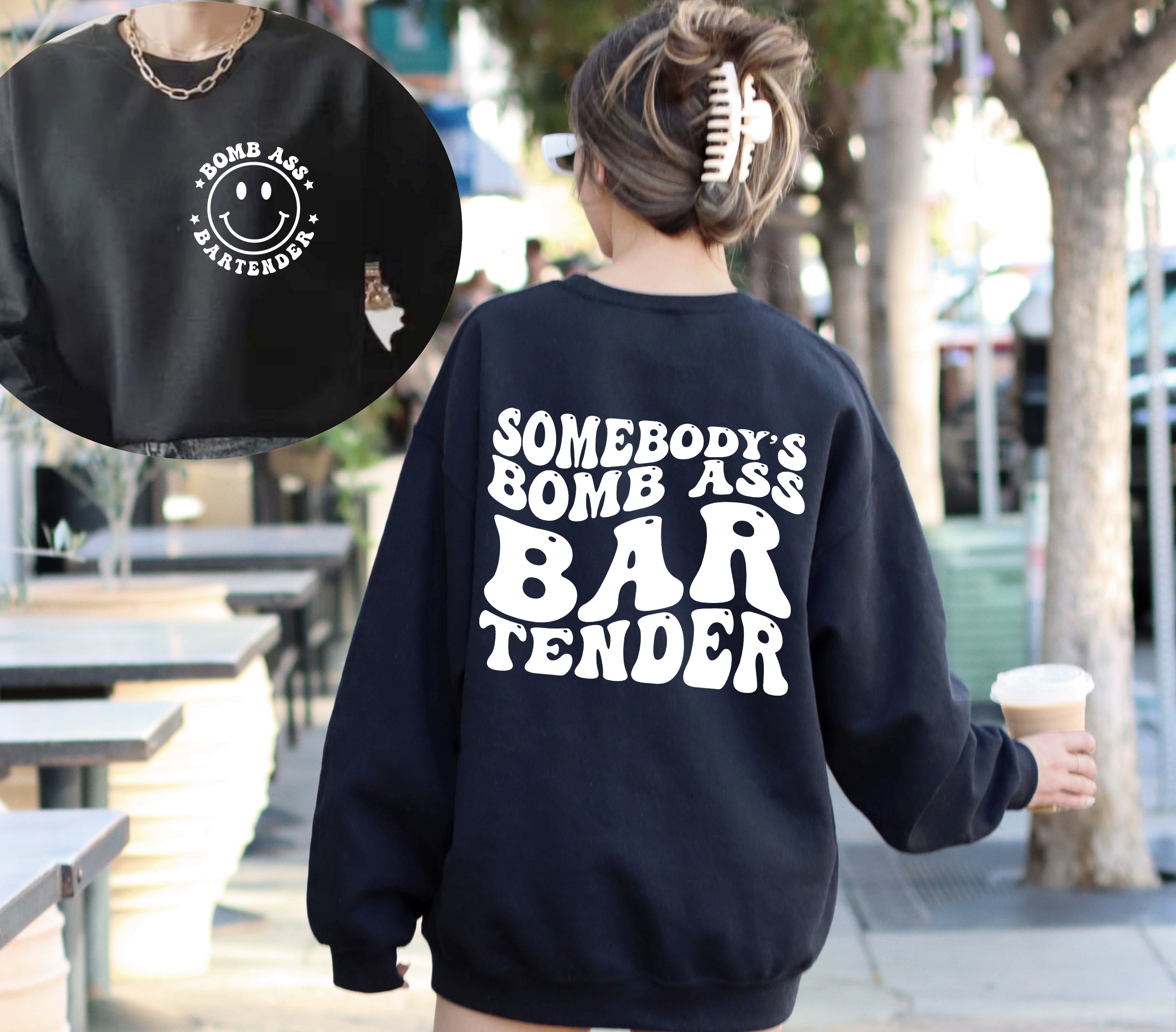 Somebody’s Bomb Ass Bartender T-Shirt - Retro Front & Back Print Tee
