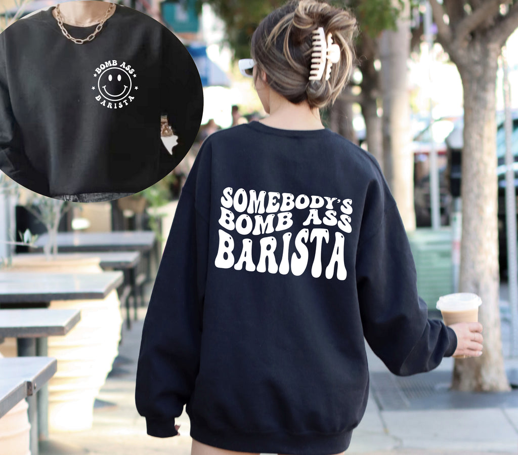 Somebody's Bomb Ass Barista T-Shirt | Retro Coffee Lover Graphic Tee