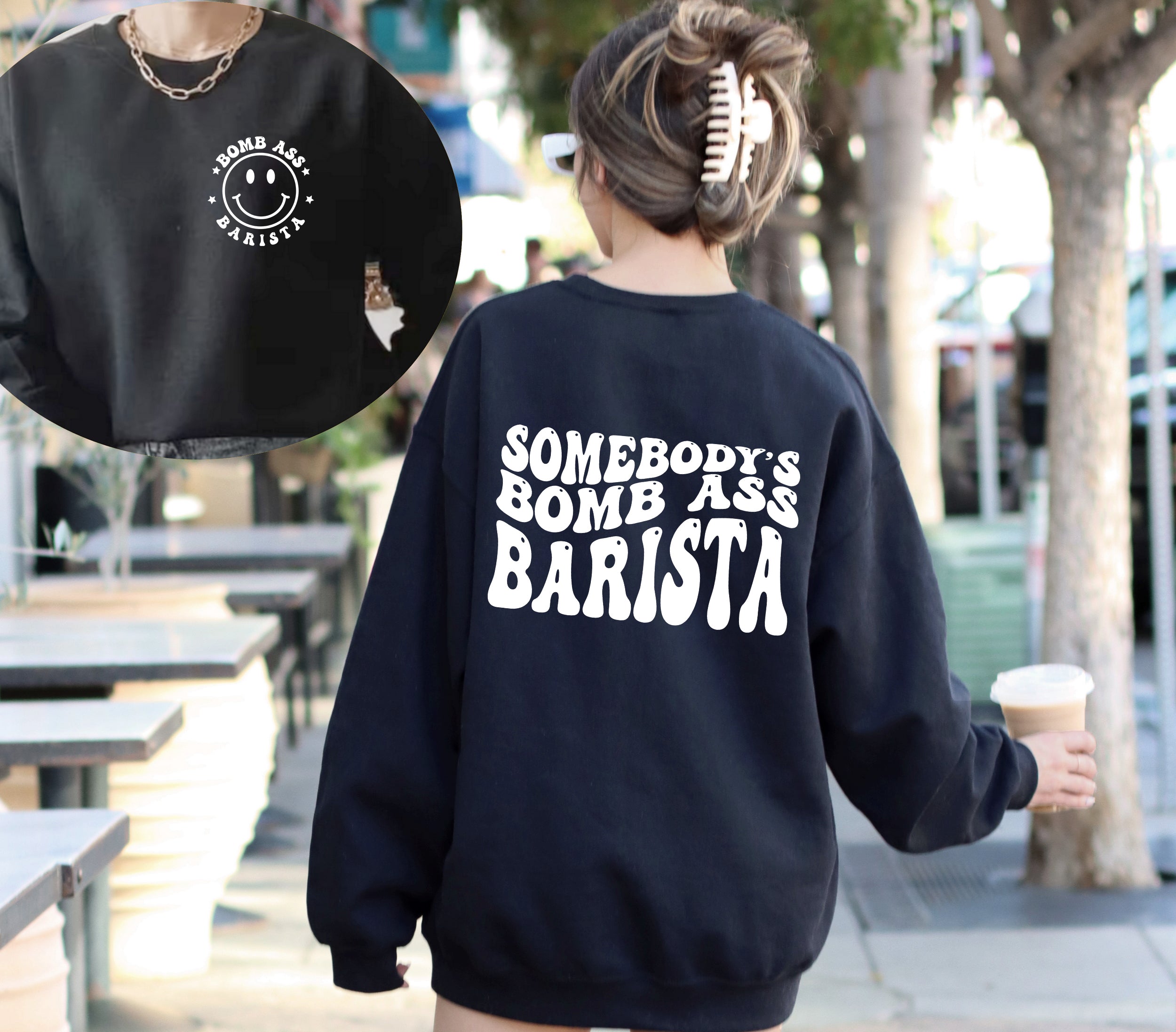 Somebody's Bomb Ass Barista T-Shirt | Retro Coffee Lover Graphic Tee