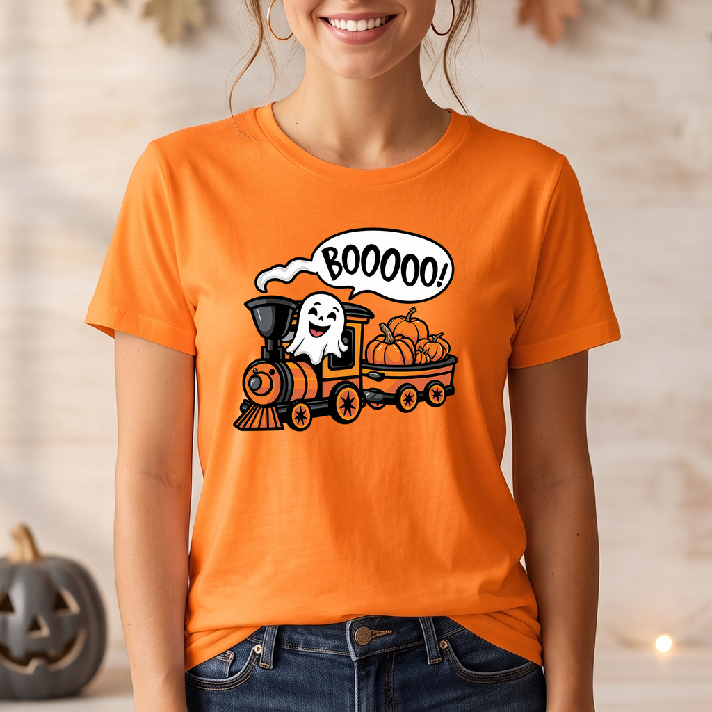 Ghost Train Halloween T-Shirt - Spooky Boooo Design