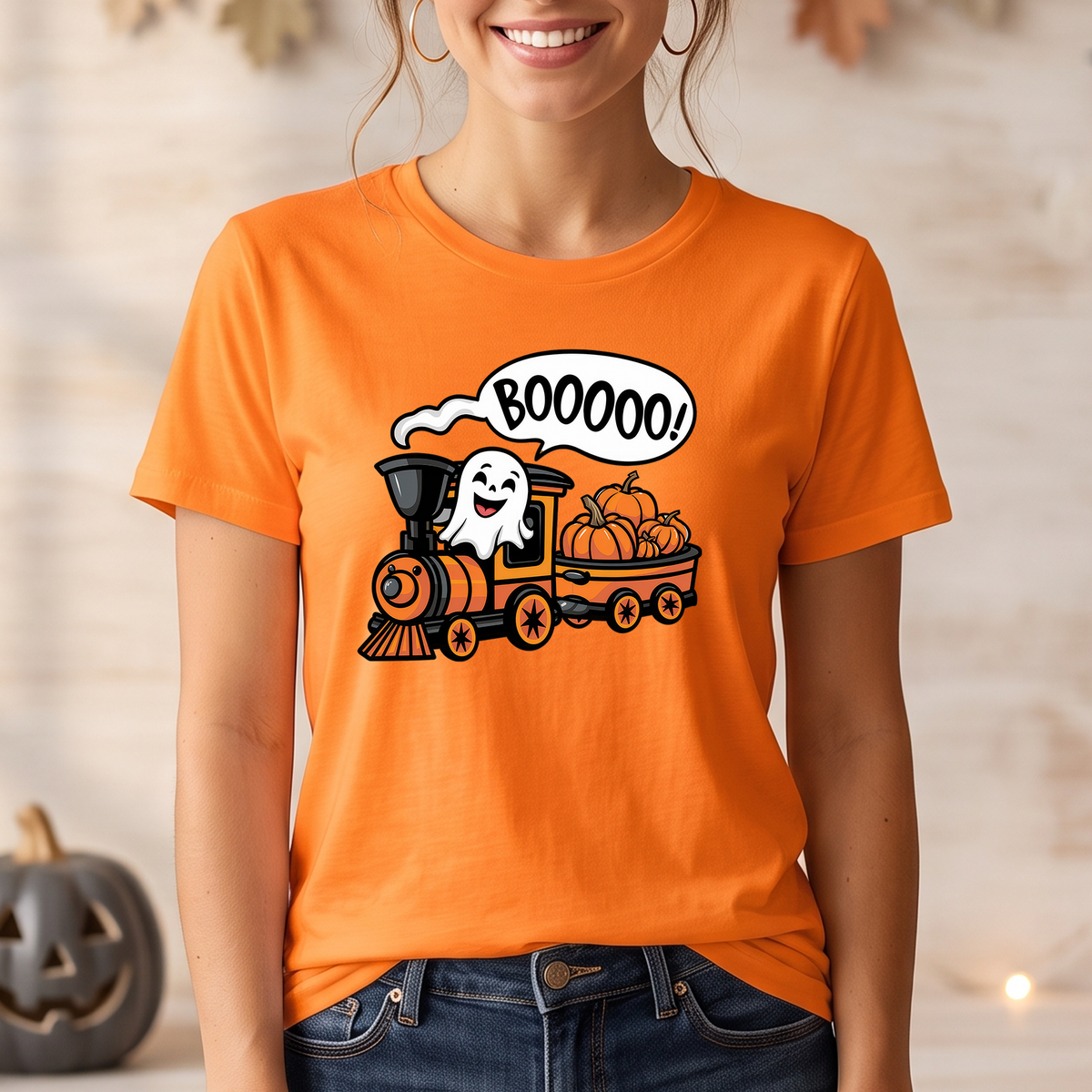Ghost Train Halloween T-Shirt - Spooky Boooo Design