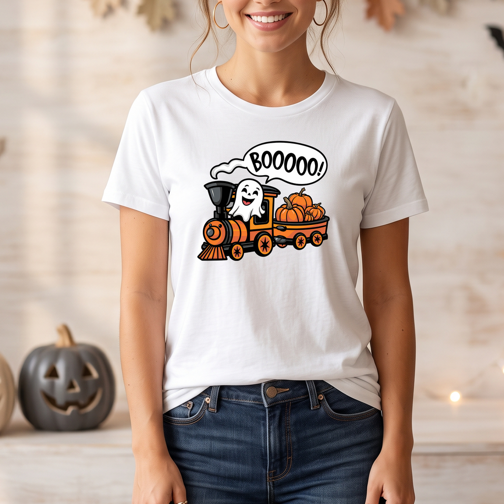 Ghost Train Halloween T-Shirt - Spooky Boooo Design