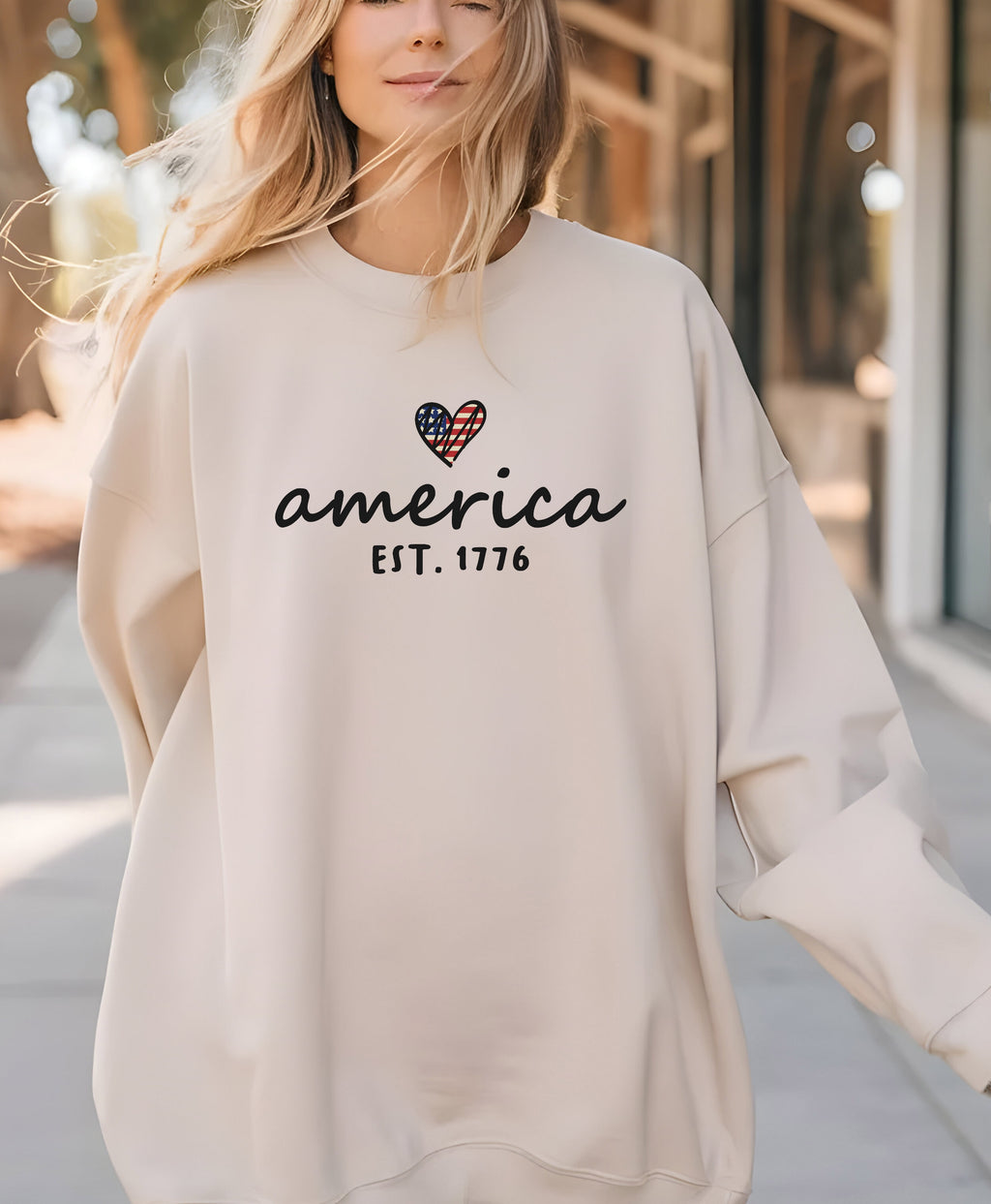 "America Est. 1776" Patriotic T-Shirt - Cute 4th of July Heart Graphic Tee