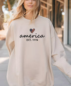 "America Est. 1776" Patriotic T-Shirt - Cute 4th of July Heart Graphic Tee