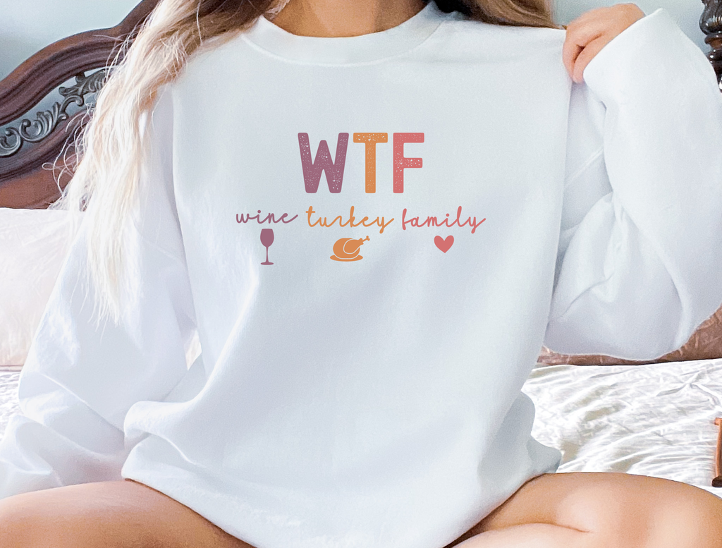 WTF Wine Turkey Family T-Shirt – Thanksgiving Humor Tee