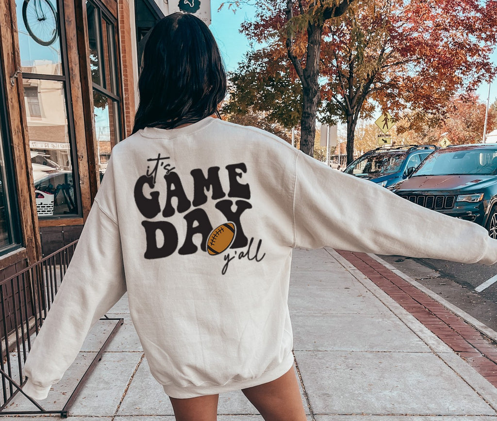 "It's Game Day Y'all" Football T-Shirt - Retro Groovy Sports Graphic Tee