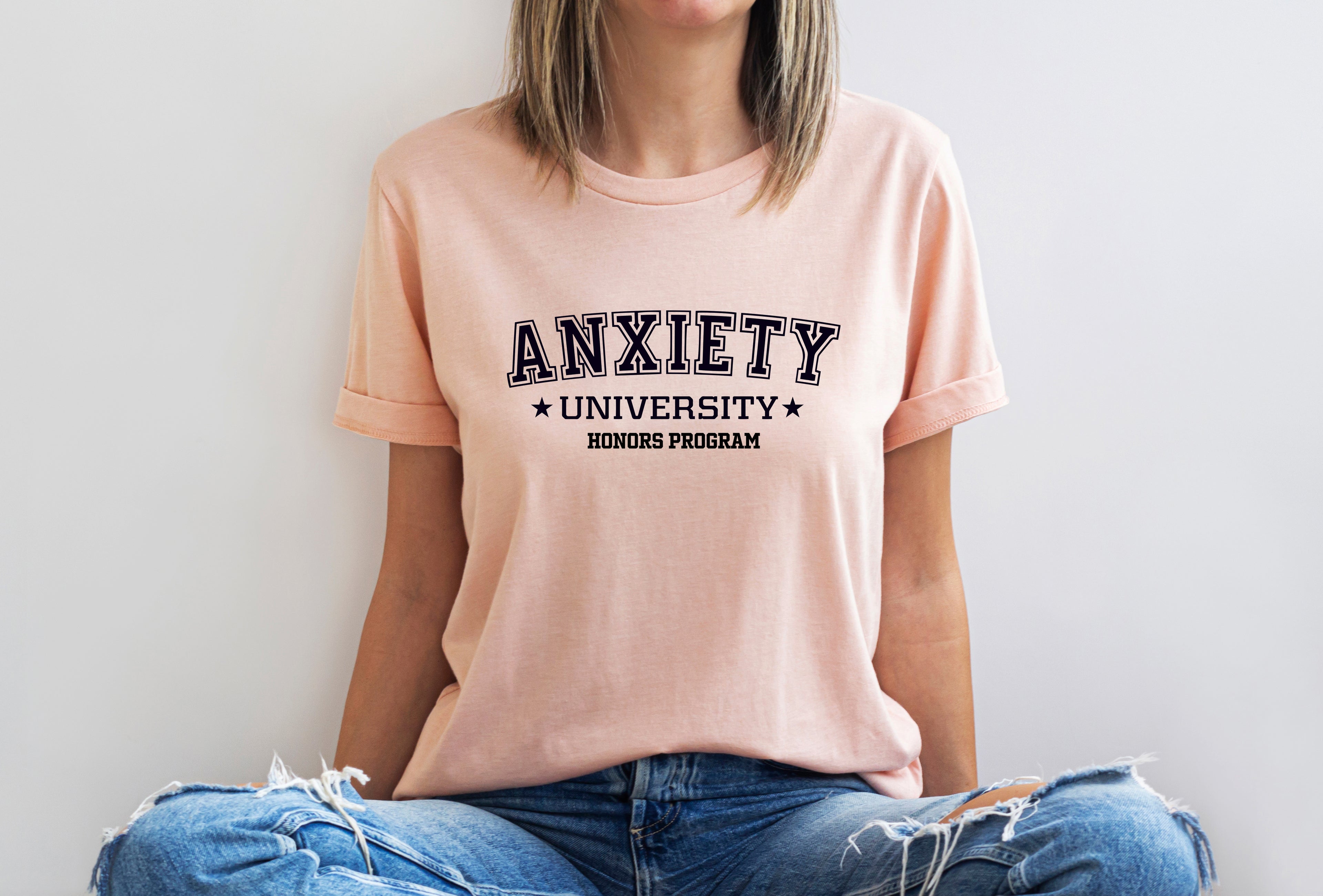 Anxiety University Honors Program T-Shirt | Funny Collegiate Graphic Tee