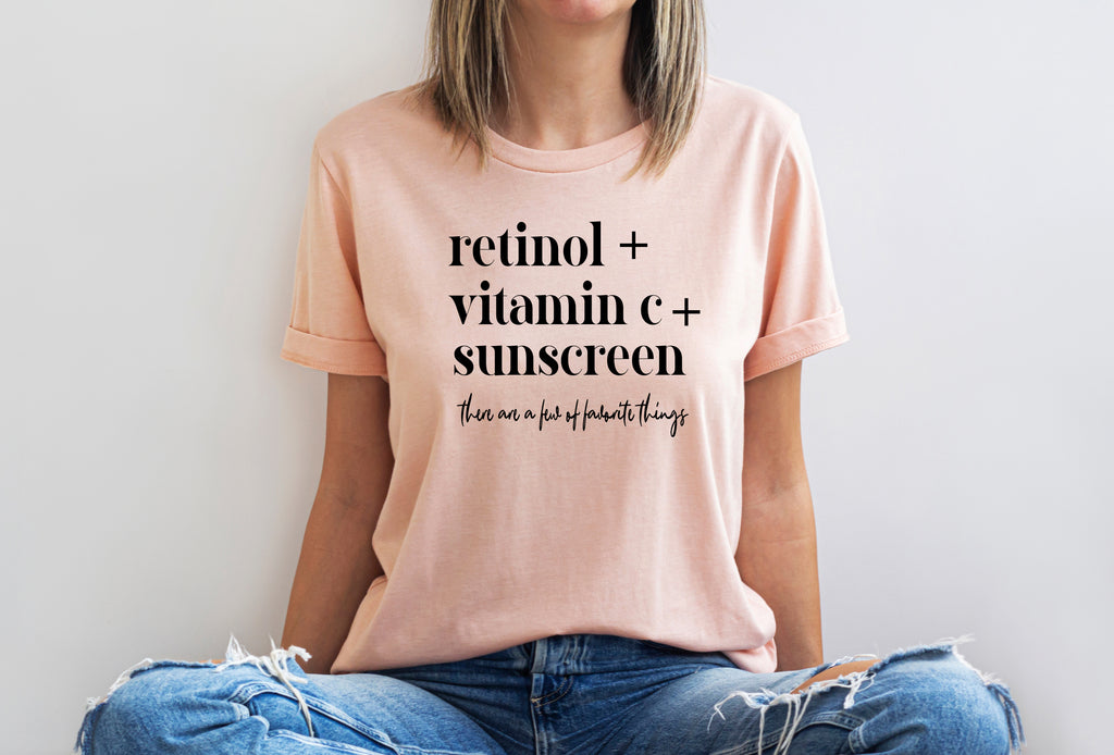 Retinol Vitamin C Sunscreen T-Shirt | Funny Skincare Aesthetic Graphic Tee