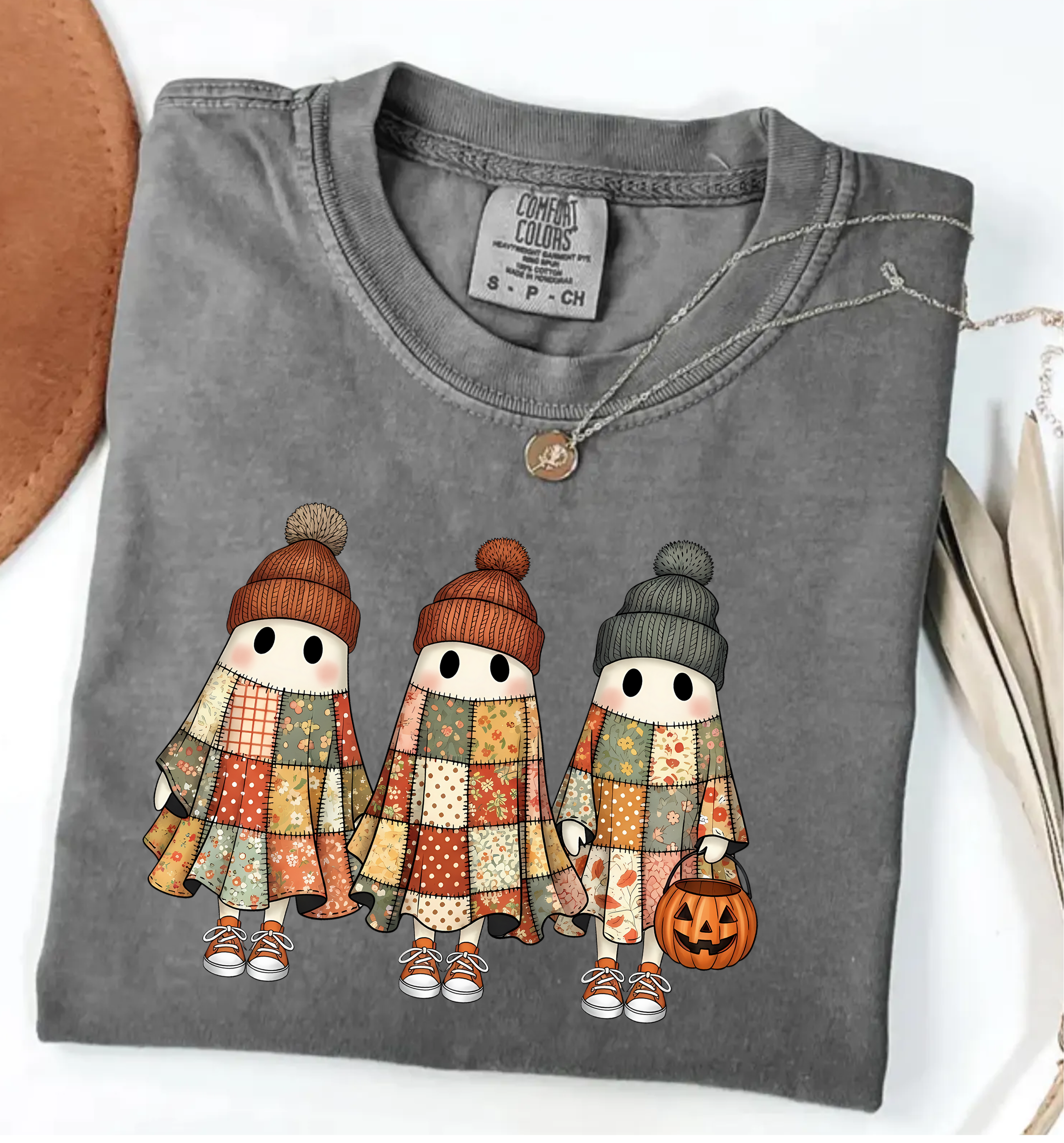 Retro Patchwork Ghosts Comfort Colors T-Shirt