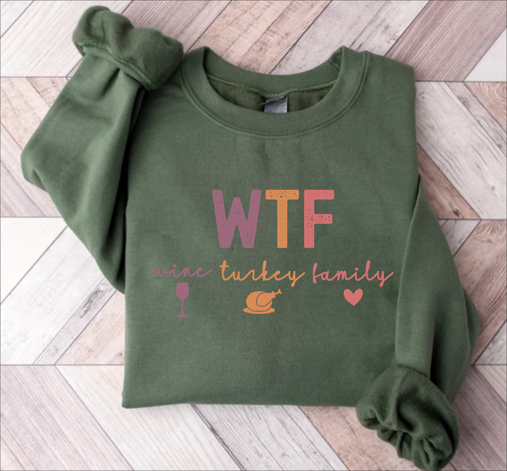 WTF Wine Turkey Family T-Shirt – Thanksgiving Humor Tee