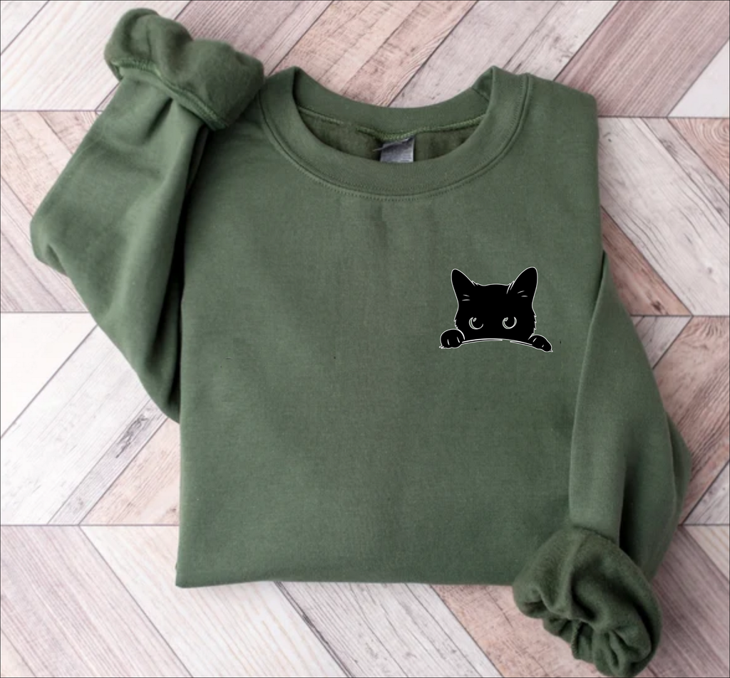 Cat Peeking T-Shirt & Sweatshirt | Cute Feline Design