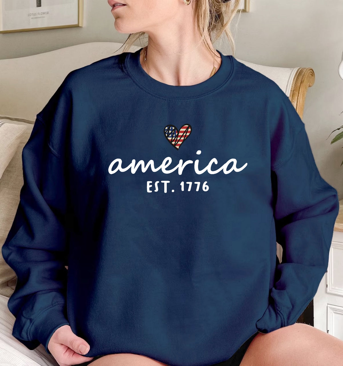 "America Est. 1776" Patriotic T-Shirt - Cute 4th of July Heart Graphic Tee