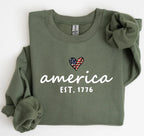 "America Est. 1776" Patriotic T-Shirt - Cute 4th of July Heart Graphic Tee