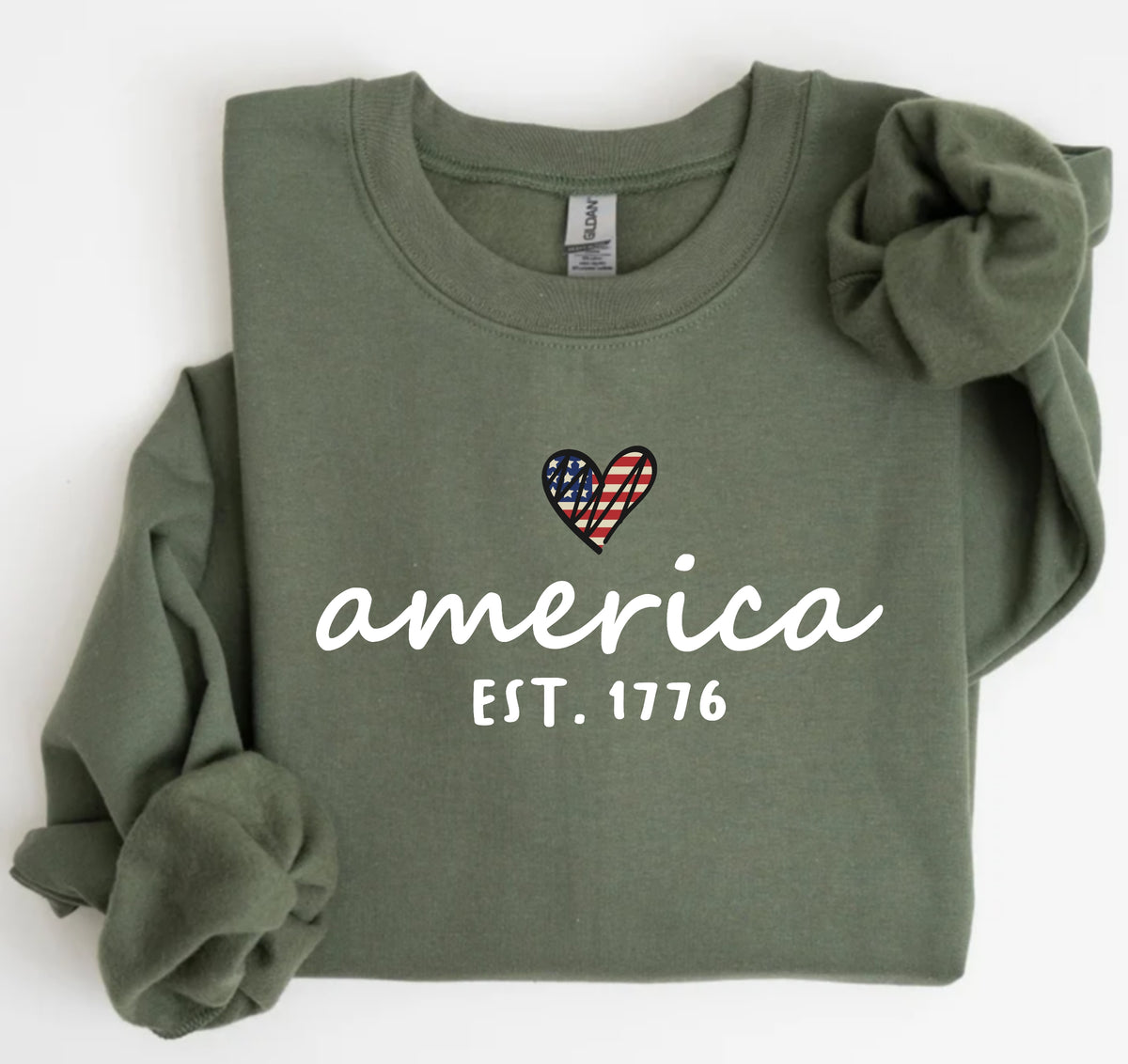 "America Est. 1776" Patriotic T-Shirt - Cute 4th of July Heart Graphic Tee