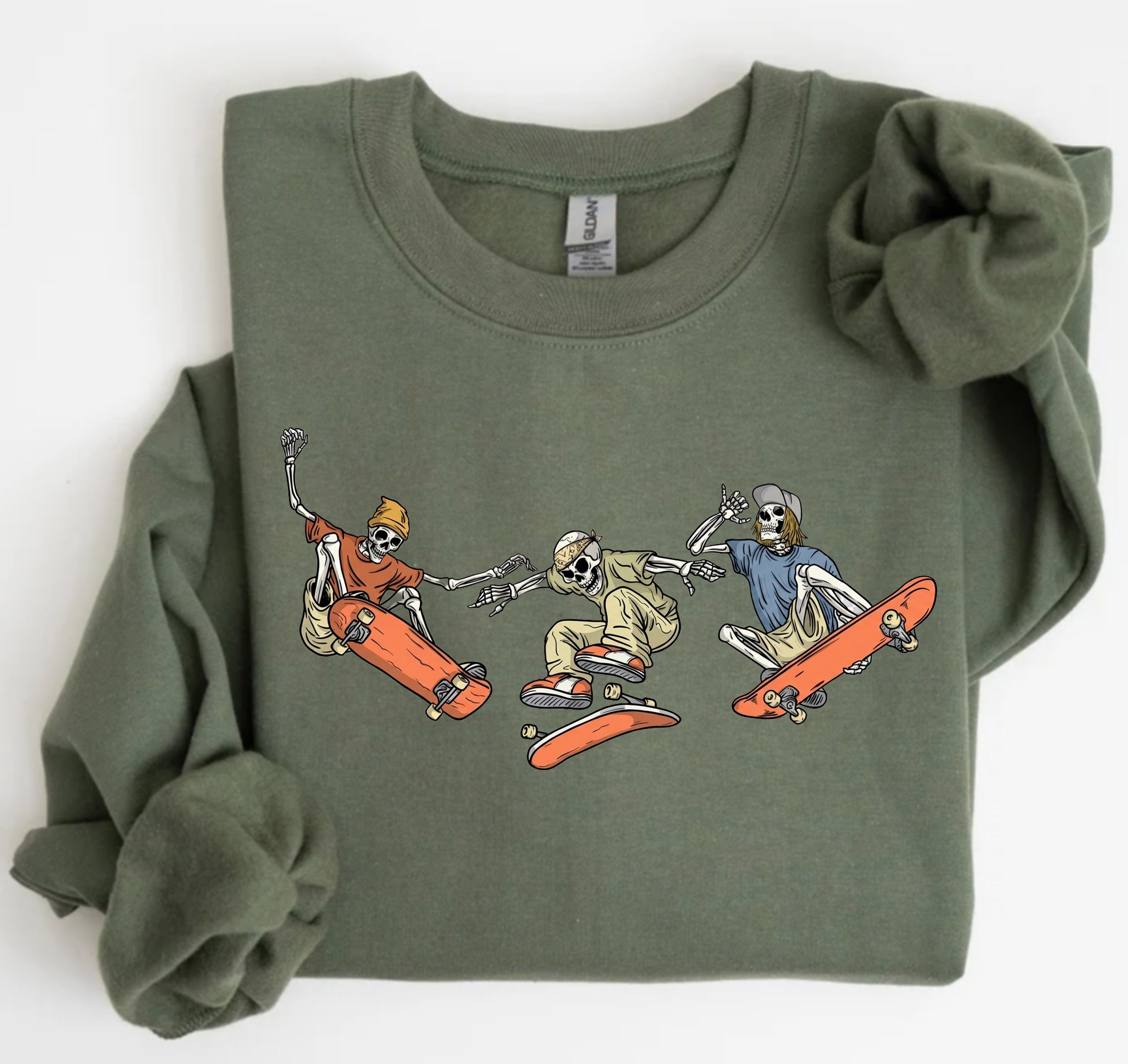 Skeleton Skaters T-Shirt – Halloween Graphic Tee