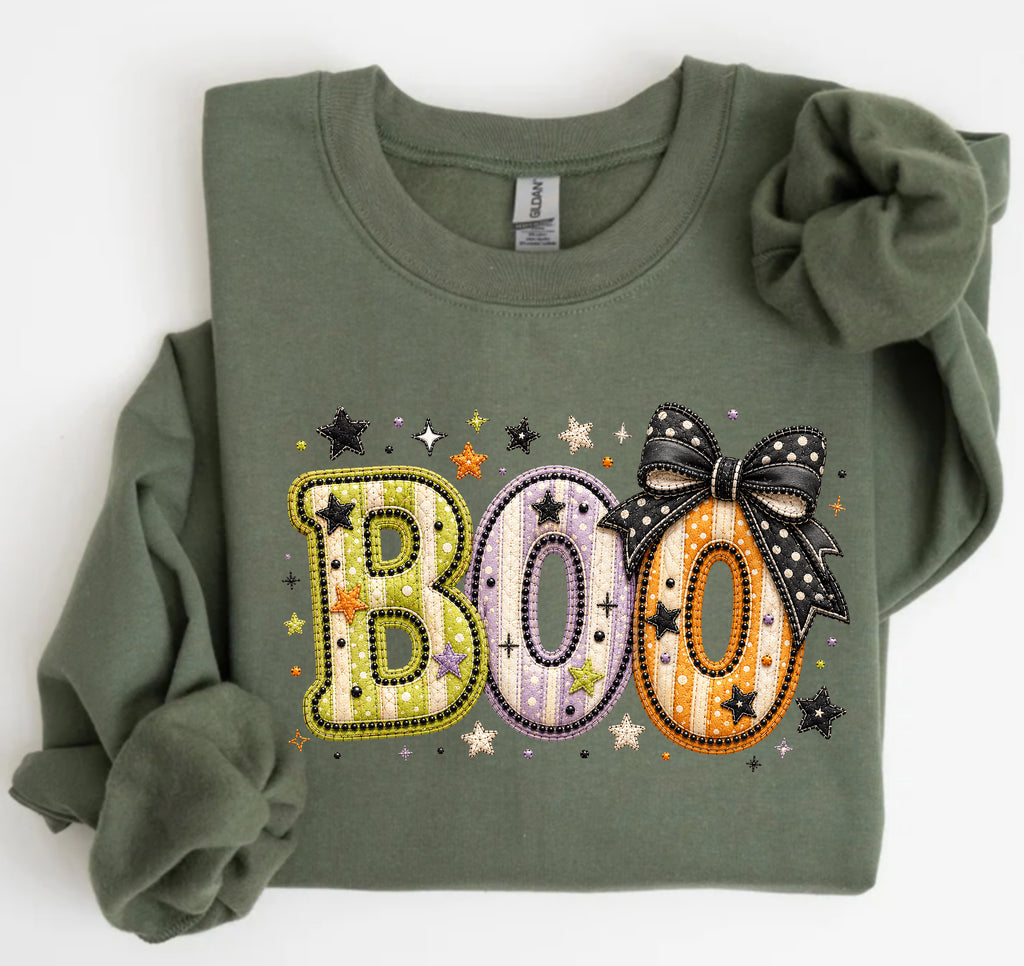 Boo T-Shirt – Cute Patchwork Design for Halloween Fans