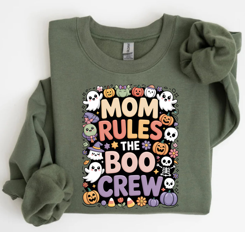 Mom Rules The Boo Crew T-Shirt | Halloween Mom Tee