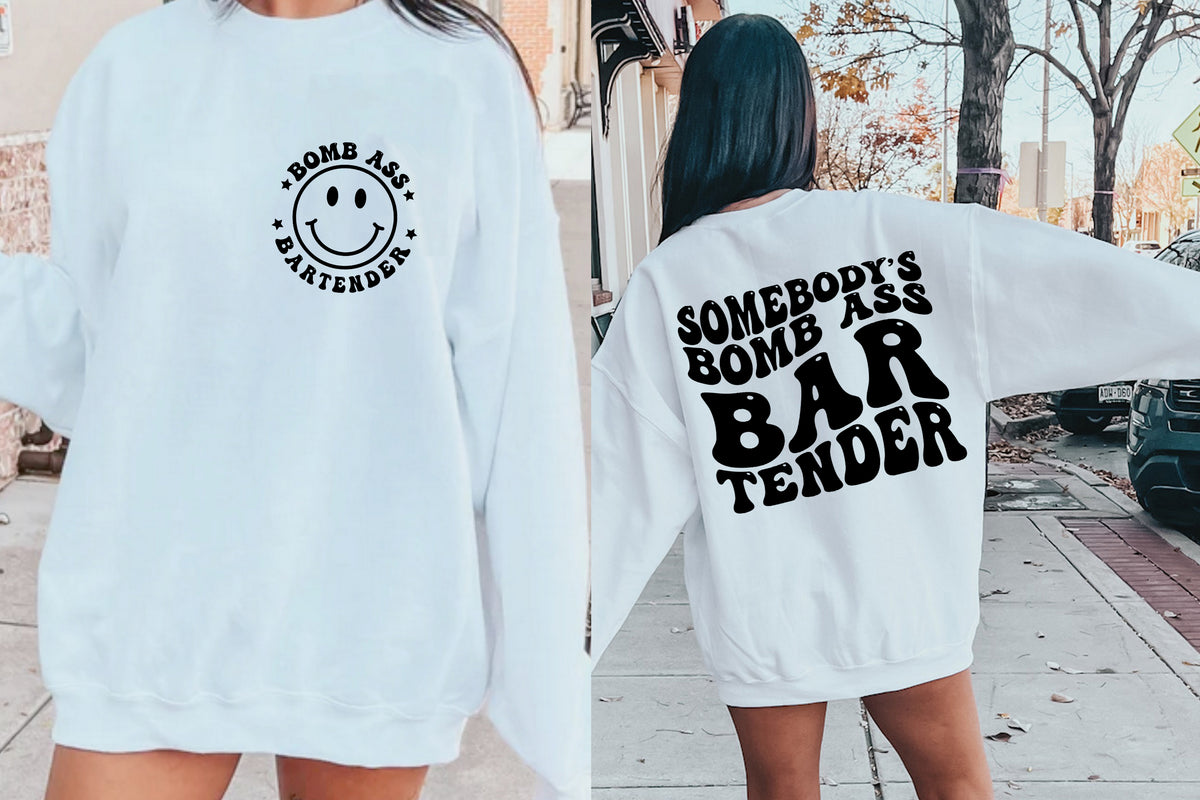 Somebody’s Bomb Ass Bartender T-Shirt - Retro Front & Back Print Tee