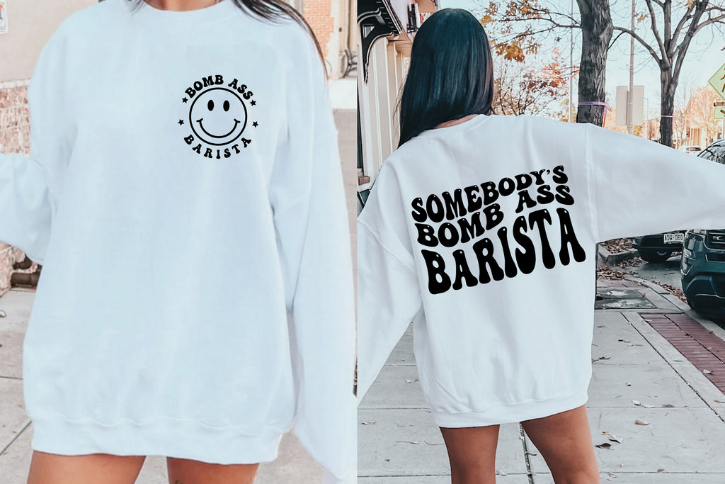 Somebody's Bomb Ass Barista T-Shirt | Retro Coffee Lover Graphic Tee