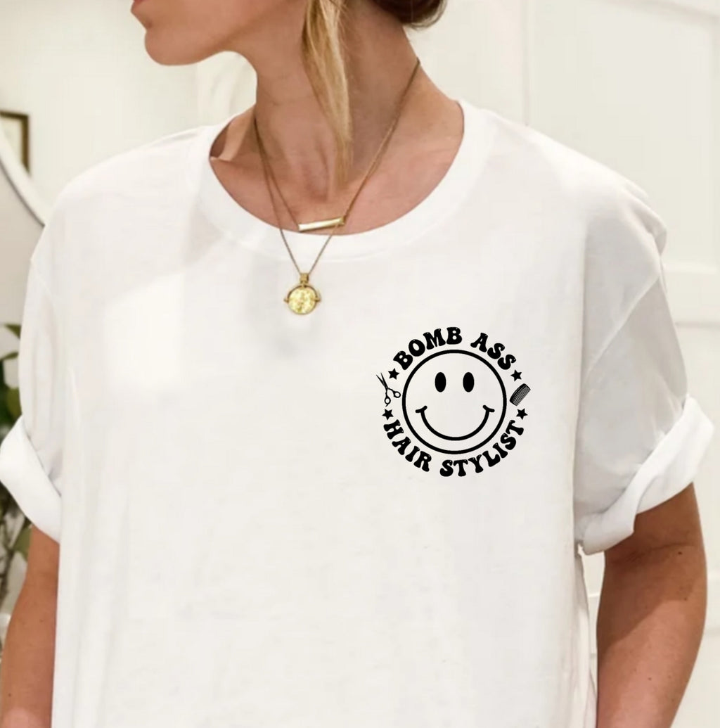 "Somebody's Bomb Ass Hair Stylist" Retro Graphic T-Shirt
