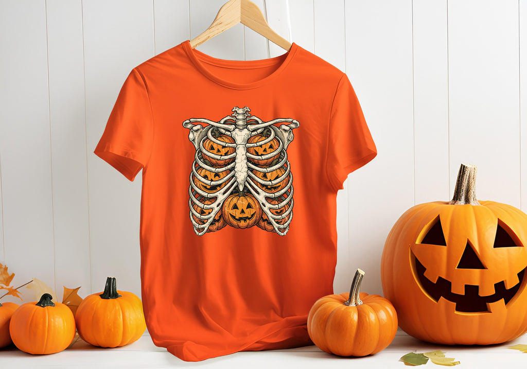 Skeleton Ribcage Pumpkin T-Shirt | Halloween Graphic Tee