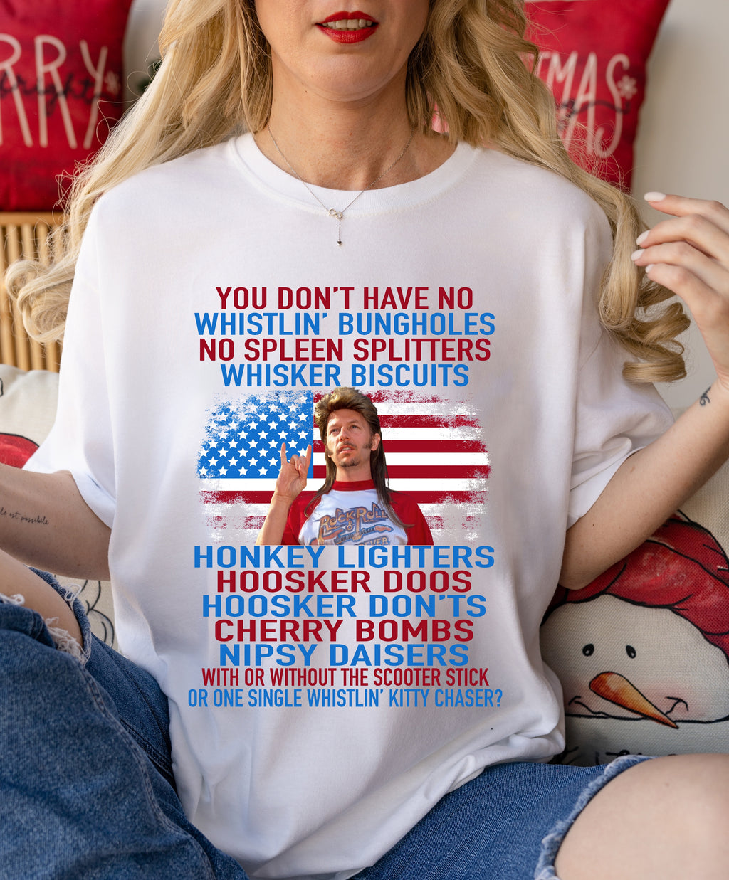 Joe Dirt Fireworks Quote Graphic T-Shirt - Whistlin' Bungholes Tee