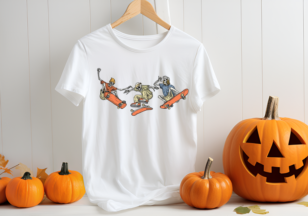 Skeleton Skaters T-Shirt – Halloween Graphic Tee