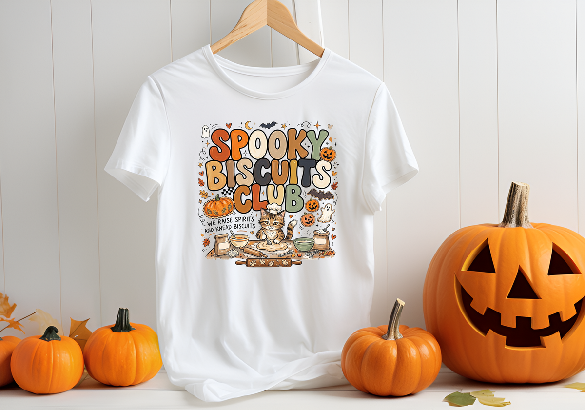 Spooky Biscuits Club T-Shirt | Cozy Halloween Apparel