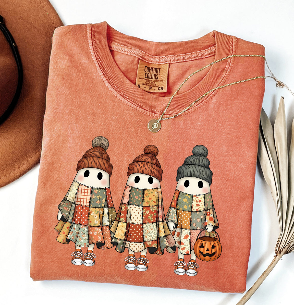 Retro Patchwork Ghosts Comfort Colors T-Shirt