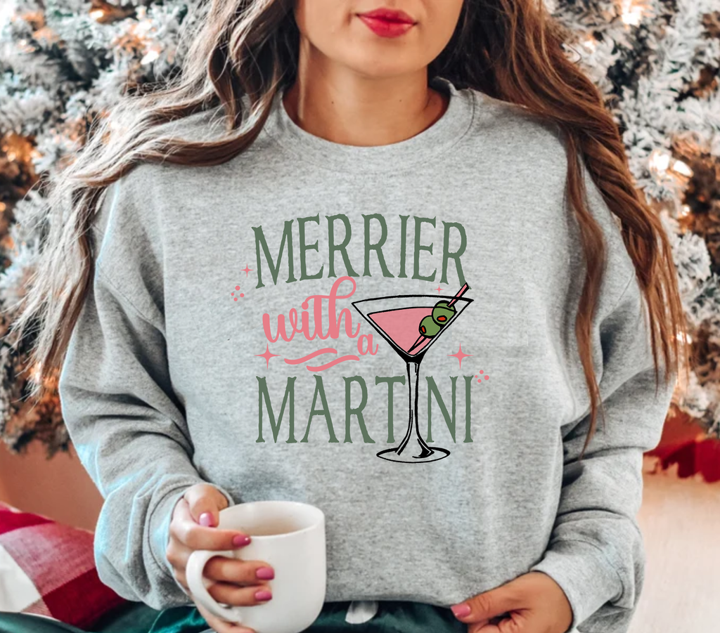 Merrier with a Martini T-Shirt – Retro Christmas Tee