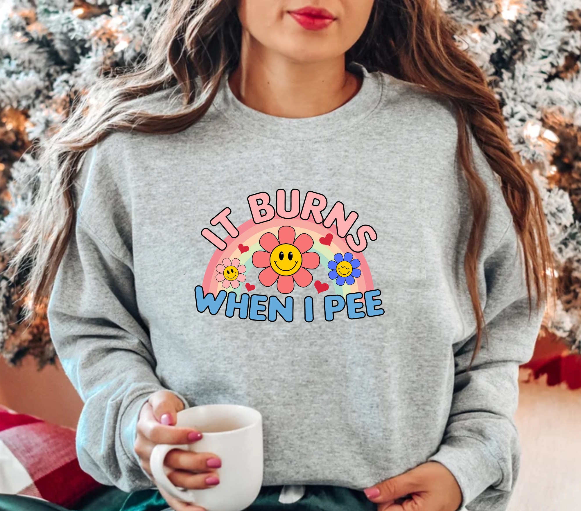 "It Burns When I Pee" Funny Retro T-Shirt - Cute Rainbow Graphic Tee