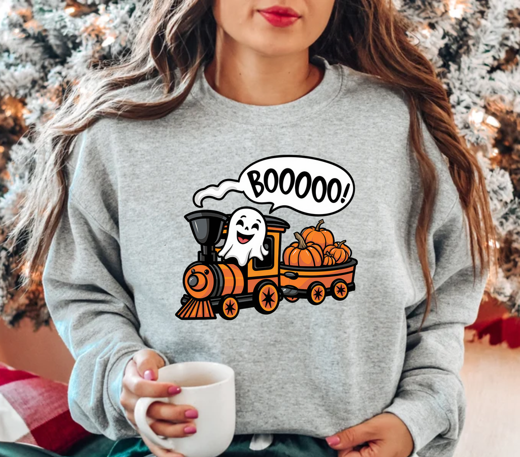 Ghost Train Halloween T-Shirt - Spooky Boooo Design