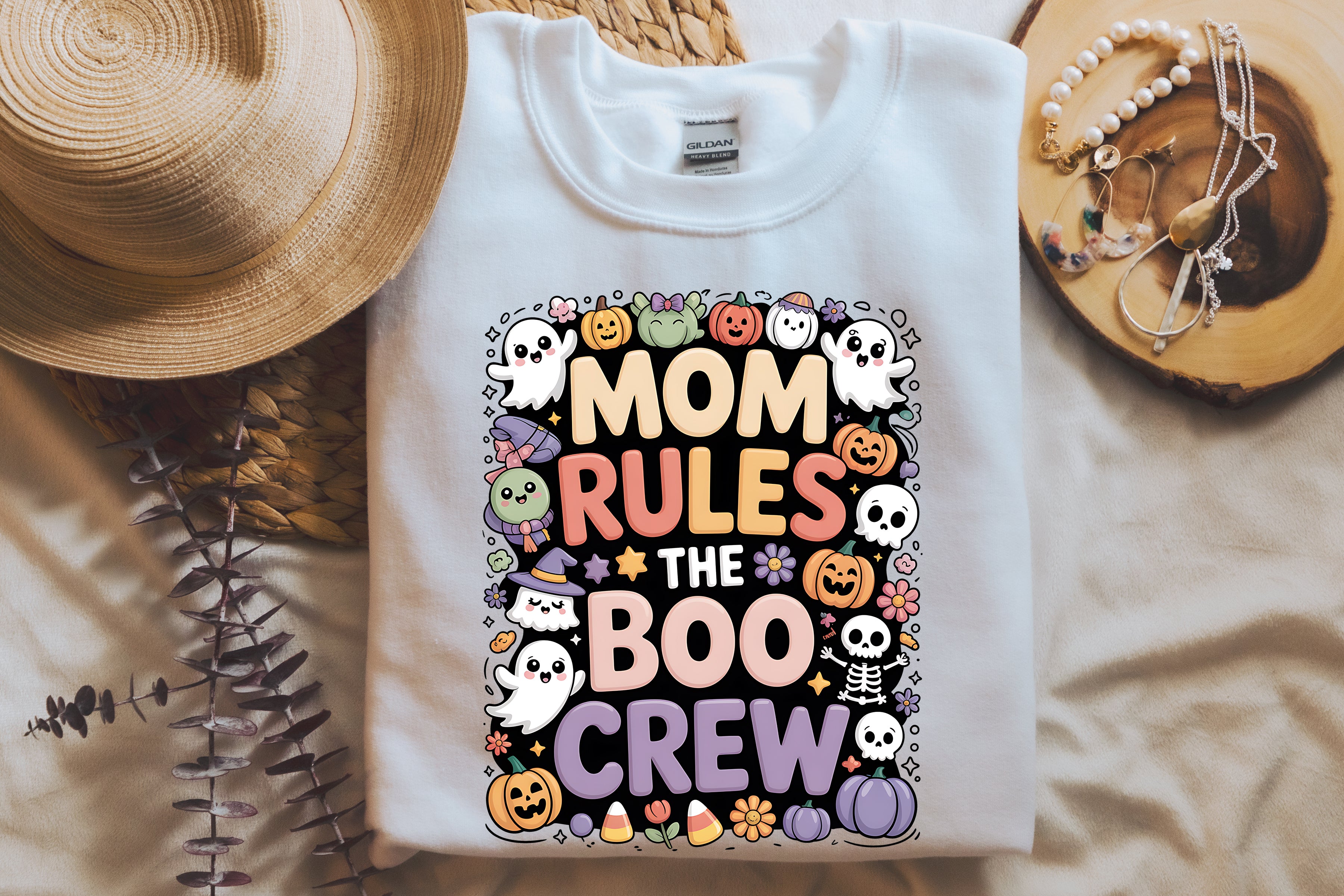 Mom Rules The Boo Crew T-Shirt | Halloween Mom Tee