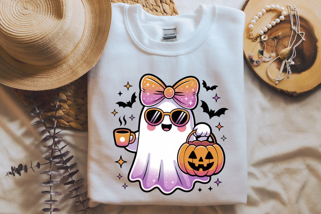 Cute Ghost Bow T-Shirt & Sweatshirt | Kawaii Halloween