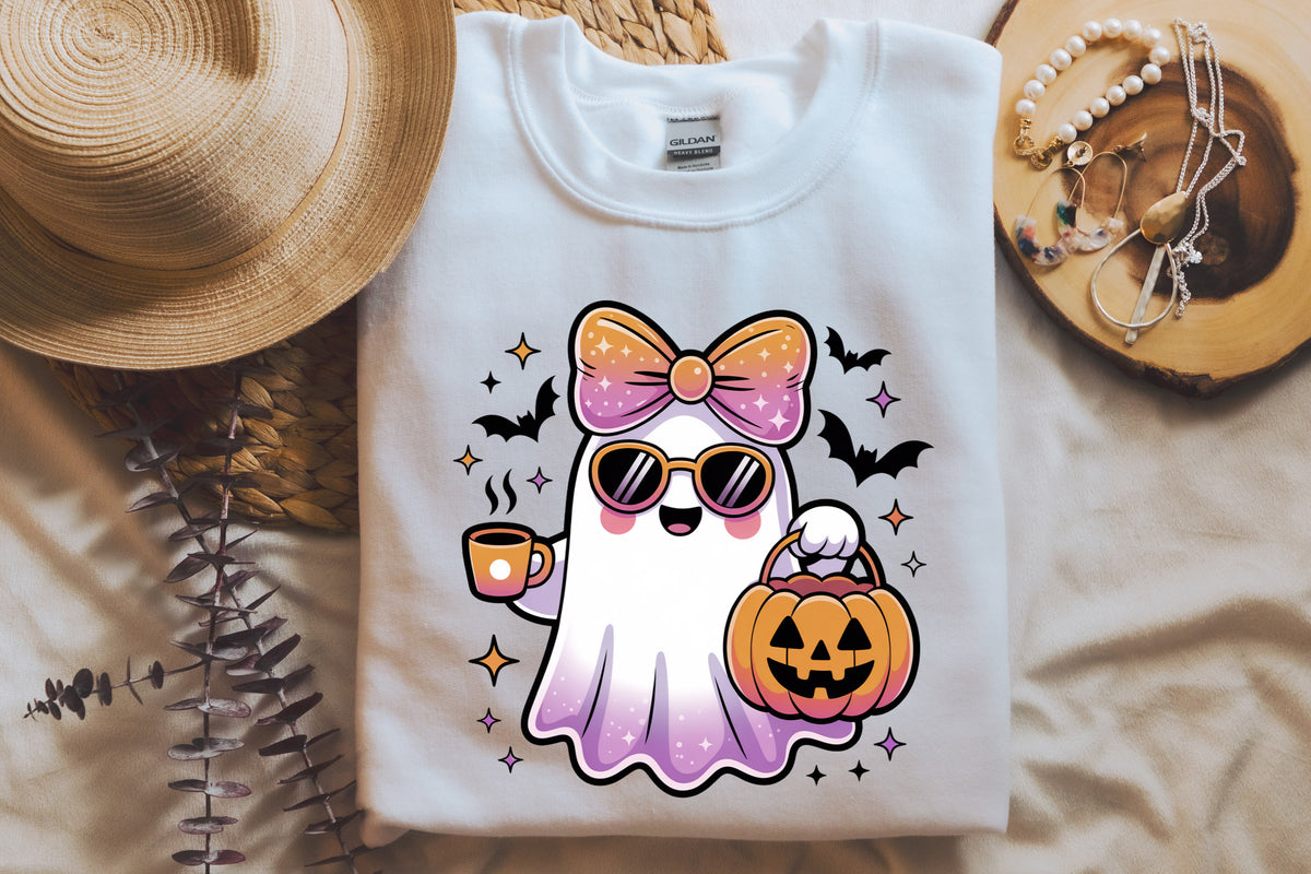 Cute Ghost Bow T-Shirt & Sweatshirt | Kawaii Halloween