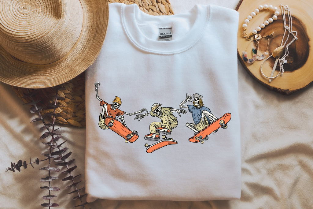 Skeleton Skaters T-Shirt – Halloween Graphic Tee