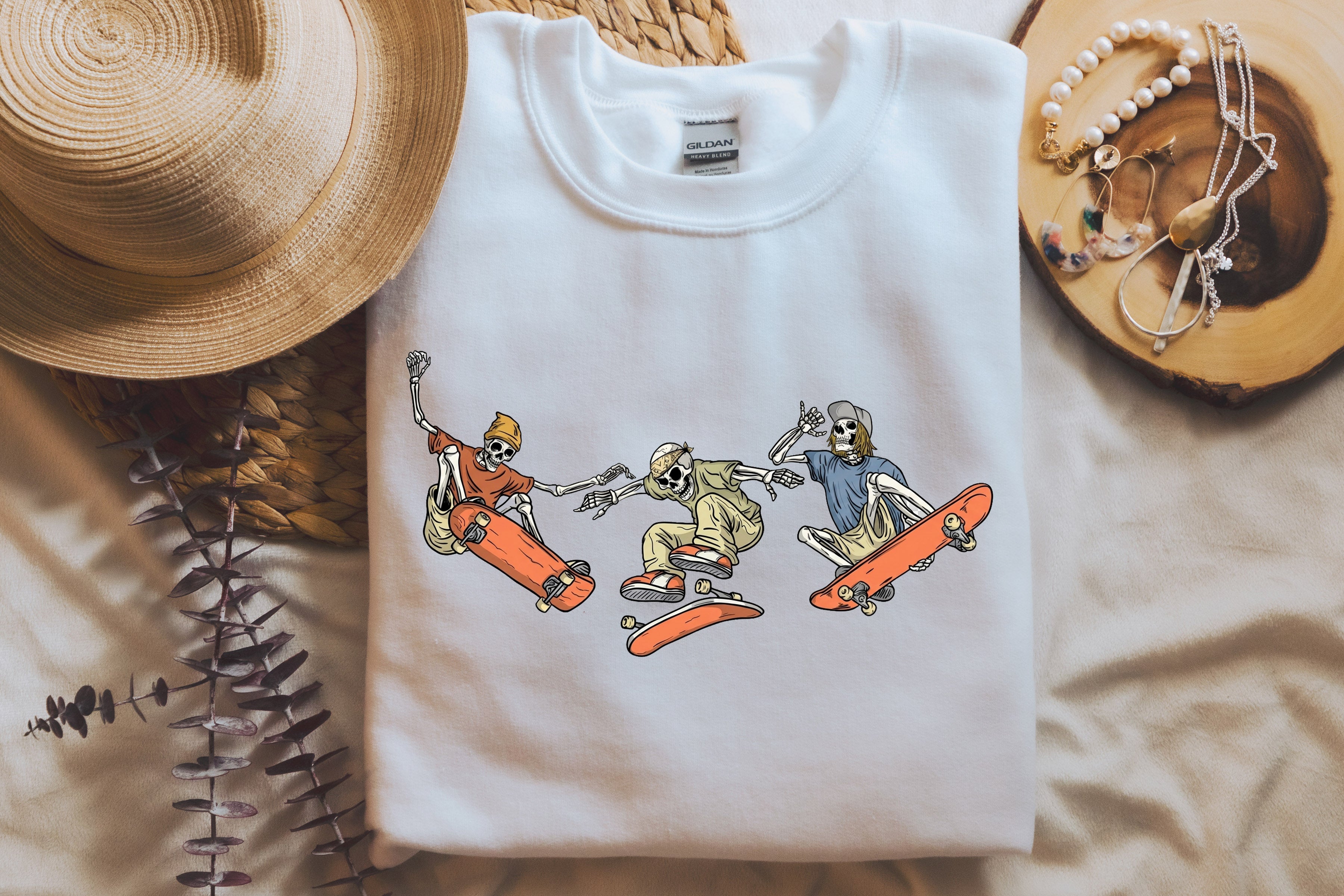 Skeleton Skaters T-Shirt – Halloween Graphic Tee