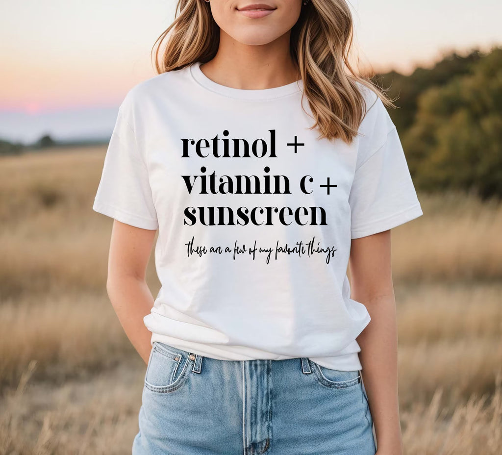 Retinol Vitamin C Sunscreen T-Shirt | Funny Skincare Aesthetic Graphic Tee