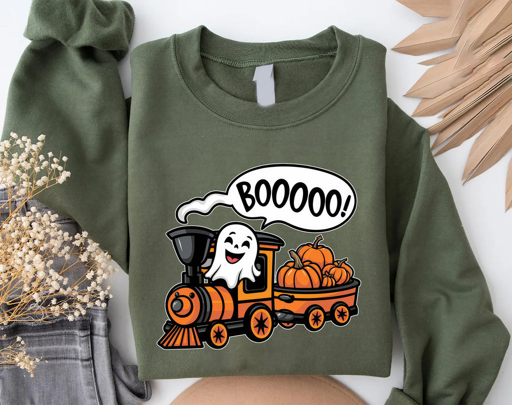 Ghost Train Halloween T-Shirt - Spooky Boooo Design