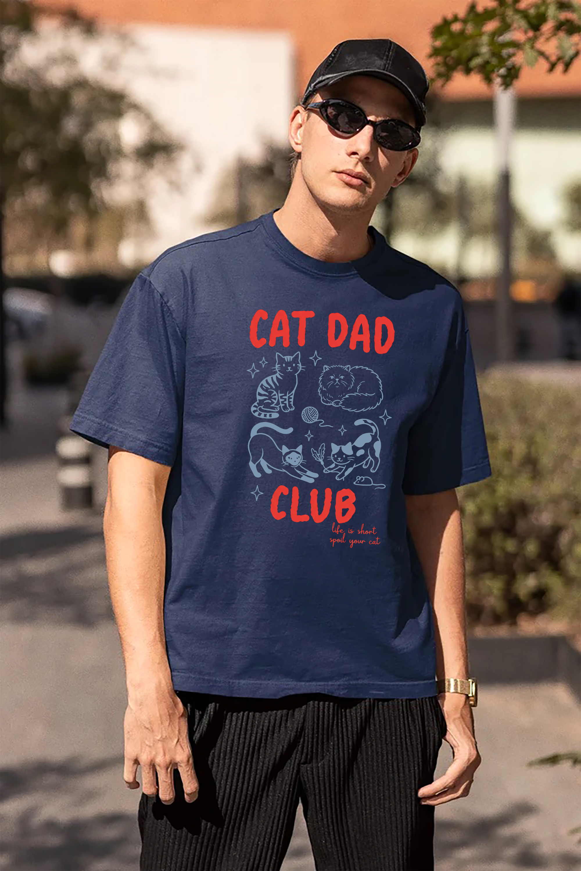 Cat Dad Club T-Shirt – Life is Short Spoil Your Cat